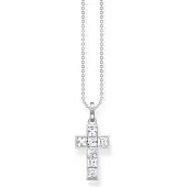 Thomas Sabo Halskette Kreuz mit Weissen Steinen Silber