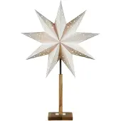Markslöjd Standleuchter Stern Solvalla Holz/Papier elektrisch E14 ohne Leuchtmittel 64cm Ø40cm weiß/natur