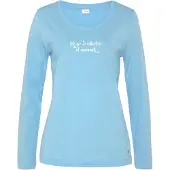 s.Oliver Pyjamaoberteil blau Gr. 44/46 für Damen. Rundhals und Druck. Bequem. Nachhaltig.
