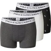 Ralph Lauren für Herren. 714830299156 3er-Set klassische Boxershorts aus Baumwolle weiß, grau, schwarz (L), Lässig