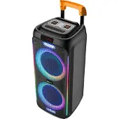 Denver Bluetooth Lautsprecher - Party Box - Disco Lights - Inkl. Mikrofon - Micro SD / USB / AUX - TSP456 - Schwarz