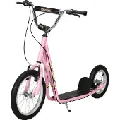 HOMCOM Kinder Tretroller mit Bremsen Scooter 16/12 Zoll verstellbar Rosa