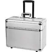 Juscha Pilotenkoffer, mit Tragegriff und Rollen, mit Laptopfach, Aluminium, silber