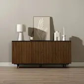 Livin24 Bronx71 Sideboard Haley schwarz / Eiche dunkel 160x45x74 cm