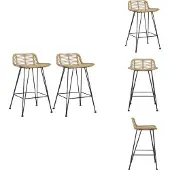vidaXL Barhocker 2 Stk. Rattan Natur - Barhocker