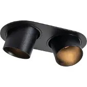 QAZQA - Modern Einbauleuchte schwarz GU10 50mm 2-flammig - Installa I Wohnzimmer I Schlafzimmer - Metall Rund - LED geeignet GU10