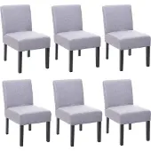 Mendler 6er-Set Esszimmerstuhl MCW-F61, Stuhl Lounge-Stuhl, Stoff/Textil grau