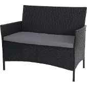 Mendler Poly-Rattan Gartenbank Hamar, Sitzbank Bank anthrazit, Kissen anthrazit