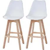 Mendler 2er-Set Barhocker Vaasa T501, weiß, Sitzfläche Kunstleder weiß, helle Beine