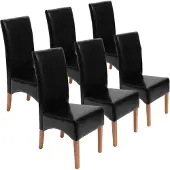 Mendler 6er-Set Esszimmerstuhl Crotone, LEDER schwarz,helle Beine
