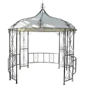 Mendler Pergola Cabrera, Rundpavillon Garten Pavillon, stabiles Stahl-Gestell, Ø 3m creme