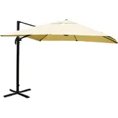Mendler Gastronomie-Ampelschirm MCW-A96, Sonnenschirm, 3x4m (Ø5m) Polyester/Alu 26kg creme ohne Ständer