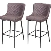 Mendler 2er-Set Barhocker MCW-H79, Barstuhl Tresenhocker, Vintage Metall Fußablage Stoff/Textil dunkelgrau