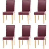 MCW 6er-Set Esszimmerstuhl Stuhl Küchenstuhl Littau Kunstleder, rot, helle Beine