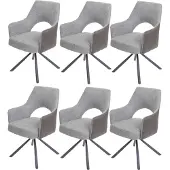 Mendler 6er-Set Esszimmerstuhl MCW-K30, Küchenstuhl Lehnstuhl, drehbar Auto-Position, Stoff/Textil MVG grau-dunkelgrau