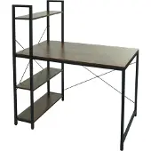 Mendler Schreibtisch mit Regal MCW-K81, Laptoptisch Bürotisch Arbeitstisch, 100x60cm Metall MDF braun