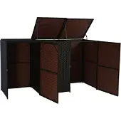 Mendler 3er-Mülltonnenverkleidung MCW-E25, Mülltonnenbox Mülltonnenabdeckung, Poly-Rattan 3x120l braun