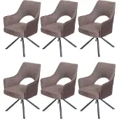Mendler 6er-Set Esszimmerstuhl MCW-K30, Küchenstuhl Lehnstuhl, drehbar Auto-Position, Stoff/Textil MVG braun-dunkelbraun