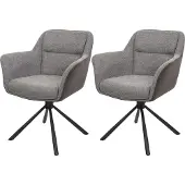 Mendler 2er-Set Esszimmerstuhl MCW-K33, Küchenstuhl Stuhl, drehbar Auto-Position, Stoff MVG Kunstleder, grau-dunkelgrau