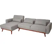 Mendler Sofa MCW-J20, Couch Ecksofa, L-Form 3-Sitzer Liegefläche Schlaffunktion Stoff/Textil 280cm grau