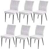 Mendler 6er-Set Esszimmerstuhl MCW-K16, Stuhl Küchenstuhl, Samt Metall hellgrau