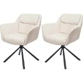 Mendler 2er-Set Esszimmerstuhl MCW-K33, Küchenstuhl Stuhl, drehbar Auto-Position, Stoff MVG Kunstleder, creme