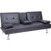 Mendler 3er-Sofa MCW-F60, Couch Schlafsofa Gästebett, Tassenhalter verstellbar 97x166cm Kunstleder, braun