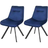 MCW 2er-Set Esszimmerstuhl MCW-K24, Polsterstuhl Küchenstuhl Lehnstuhl Stuhl, Metall Samt blau