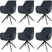 Mendler 6er-Set Esszimmerstuhl MCW-L79, Küchenstuhl Lehnstuhl Stuhl Armlehnen, drehbar Auto-Position Stoff/Textil anthrazit