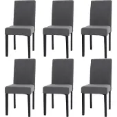 Mendler 6er-Set Esszimmerstuhl Littau, Stuhl Küchenstuhl Hochlehner, Stoff/Textil Cord Holz dunkelgrau, dunkle Beine