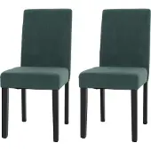 Mendler 2er-Set Esszimmerstuhl Littau, Stuhl Küchenstuhl Hochlehner, Stoff/Textil Cord Holz grün, dunkle Beine