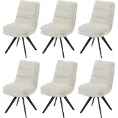 MCW 6er-Set Esszimmerstuhl MCW-G66, Küchenstuhl, drehbar Auto-Position Stoff/Textil Bouclé MVG cremeweiß