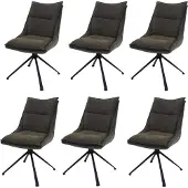 MCW 6er-Set Esszimmerstuhl MCW-N71, Küchenstuhl, drehbar Auto-Return, Stoff/Textil (420g/m²) grün