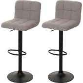 Mendler 2er-Set Barhocker MCW-G87, Tresenhocker Barstuhl, höhenverstellbar drehbar, Stoff Boucle (450g/m²) MVG grau
