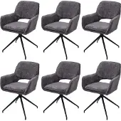 Mendler 6er-Set Esszimmerstuhl MCW-N74, Küchenstuhl, drehbar Auto-Return, Stoff Chenille (490g/m²) dunkelgrau