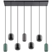 LUCANDE Narion 7 Pendelleuchte Schwarz - , Narion, dimmbar, Multicolor, für Esszimmer, Metall, Modern