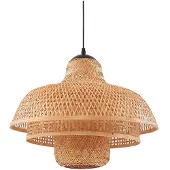 LUCANDE Rasmina Pendelleuchte Holz - , Rasmina, dimmbar, Beige, für Wohnzimmer, Bambus, Boho