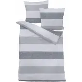 TRAUMSCHLAF Biber Bettwäsche Streifen grau 200x220 cm + 2x 80x80 cm