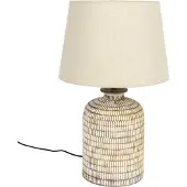Dutchbone Tischlampe Russel mit handbemaltem Keramikfuß in Beige von
