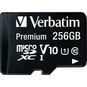 Verbatim Premium U1, 256 GB, MicroSDXC, Klasse 10, UHS-I, 90 MB/s, 10 MB/s