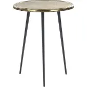 Beliani Beistelltisch Gold Aluminium und Eisen Rund 43 cm mit Schwarzen Beinen Retro Anitk Optik Dreibeinig Wohnzimmer Ausstattung Möbel Blumenständer