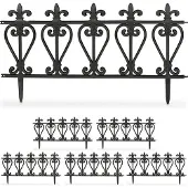 Relaxdays Beeteinfassung, 6er Set, Kunststoff, HxB: je 32,5 x 61 cm, Beetumrandung Garten, Zierzaun zum Stecken, schwarz
