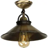 Licht-Erlebnisse Deckenlampe Messing massiv E27 Ø 25 cm in Bronze Vintage Deckenleuchte