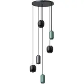 LUCANDE Narion 6 Cluster Pendelleuchte Schwarz - , Narion, dimmbar, Multicolor, für Esszimmer, Metall, Modern