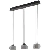 LUCANDE LED-Hängeleuchte Dain, 3-flammig, rauchgrau, Glas