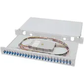 Digitus LWL Spleißbox, 1HE, bestückt, 24x LC DX, OS2, LC, Grau, Stahl, OS2, 1 Stück(e), 515 mm
