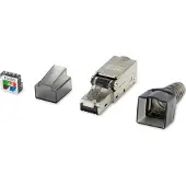 Equip Werkzeugfreier RJ45-Stecker, Cat.6A, RJ-45, Nickel, Männlich, Gerade, Metall, Kunststoff, Cat6a