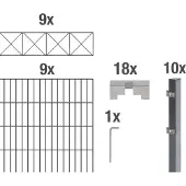 Alberts Doppelstabmattenzaun Nexus, Höhe 140 cm, Länge 18 m, 2 m Matte, anthrazit, zum Einbetonieren