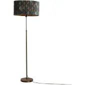 QAZQA Stehleuchte Bronze mit ovalem Samtschirm Blattdesign 50cm - Parte