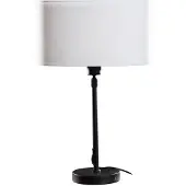 QAZQA - Modern Tischleuchte I Tischlampe I Lampe I Leuchte Schwarz mit ovalem Leinen-Schirm Weiß 35cm - Parte I Wohnzimmer I Schlafzimmer - Stahl Länglich I Rund - LED geeignet E27
